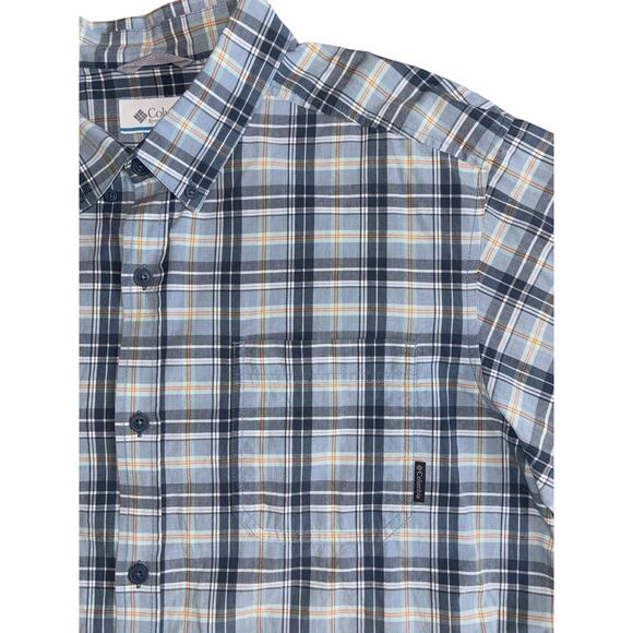 Columbia Men's Button Down Shirt Size XL Blue Plaid Chest Pocket 100% Cotton EUC - Picture 5 of 11